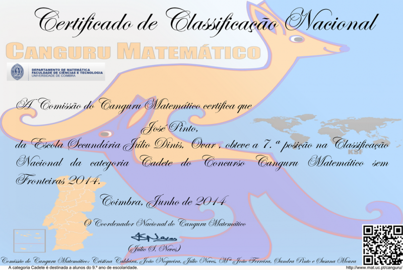 Agrupamento De Escolas Ovar Sul Classificacao Nacional Na Atividade Canguru Matematico 2014